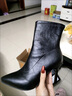 玉極虞高跟短靴女2024新款尖頭馬丁靴女百搭細跟高跟鞋女彈力瘦瘦靴子女 主圖款 34 曬單實(shí)拍圖