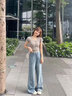 勁維迪美式復古淺藍高腰寬松闊腿褲女秋季2025新款垂感直筒牛仔褲女褲子 淺藍色-加長(cháng)褲 S （90-100斤） 曬單實(shí)拍圖