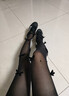 JIOESC蝴蝶結黑絲女春秋季防勾絲襪lolita洛麗塔純欲仿珍珠任意剪連體襪 棕色蝴蝶結 曬單實(shí)拍圖