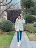 LISCN棉服女中長(cháng)款2023新款加厚收腰顯瘦棉衣韓版時(shí)尚棉襖外套女裝 豆綠色 M 建議85-115斤 曬單實(shí)拍圖