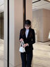 晨芙加厚加絨西裝外套女秋冬季面試正裝職業(yè)套裝大學(xué)生西服工裝工作服 黑色-加絨單西裝521 XL 建議110-120斤 曬單實拍圖