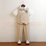 溫格奧（WENGEAO）兒童禮服男童主持人服裝花童西服西裝套裝六一兒童節(jié)演出服王子服 卡其色馬甲+短袖+長褲+領(lǐng)結(jié)+胸花 120cm建議體重42-50斤 曬單實拍圖