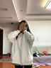 索菲堡 衛(wèi)衣女春秋款2024新款原創(chuàng)美式連帽休閑拉鏈開衫oversize潮外套 白灰【薄款】 M 曬單實(shí)拍圖
