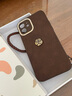 素洛新款山茶花蘋(píng)果17手機殼iPhone16promax高級感15華為Mate60輕奢13pro全包帶掛繩14保護套 金屬圈深棕月坑紋+山茶花+棕花朵手繩 iPhone 12 曬單實(shí)拍圖
