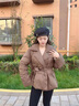 京功女士系腰帶的羽絨服束腰冬季西裝領羽絨服女短款收腰帶氣質顯瘦 咖啡色 M 90-135斤 曬單實拍圖