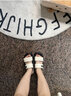 冶芷拖鞋女夏季新款松糕厚底金屬字母一字拖韓版軟底沙灘拖鞋外穿4CM 金屬字母沙灘鞋乳白色4cm【37】 曬單實拍圖