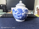 瓷都窯火景德鎮手繪山水茶葉罐陶瓷 大號防潮密封青花瓷普洱醒茶罐儲物罐 山水將軍罐 曬單實(shí)拍圖