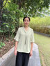 俞兆林（YUZHAOLIN）氣質(zhì)媽媽夏裝上衣服中年婦女裝短袖小衫中老年人時(shí)尚兩件套裝 綠色(上衣+黑色闊腿褲) 2XL (建議110-125斤) 曬單實(shí)拍圖