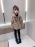 G.duck小黃鴨女童中長(cháng)款外套寶寶加絨加厚棉衣兒童冬裝新款毛毛皮草外套 卡其色 120 cm 曬單實(shí)拍圖