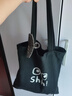 斯佳納日韓新款帆布包ins百搭大容量手提袋大學(xué)生上課通勤包手提單肩包 黑色(不帶拉鏈) 33*36cm 曬單實(shí)拍圖