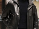 凱撒（KAISER）連帽皮衣男真皮羽絨服男脫卸帽內膽真皮羽絨皮衣山羊皮通勤皮夾克 黑色 L (170) (適合110-130斤) 曬單實(shí)拍圖