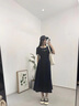 初語(yǔ)圓領(lǐng)收腰連衣裙女25年夏季新款慵懶顯瘦中長(cháng)裙子 藏青色 M 曬單實(shí)拍圖