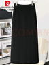 皮爾卡丹高檔品牌女裝新款開(kāi)叉半身裙女秋冬季高腰顯瘦毛線(xiàn)中長(cháng)裙子包臀直筒針織一步裙 黑色。 78厘米長(cháng) L 曬單實(shí)拍圖