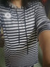 大唐喜樂(lè )牛純棉連帽衛衣女春秋季2023新款中長(cháng)款條紋長(cháng)袖t恤上衣打底衫 黑灰條紋 2XL（建議130-140斤） 曬單實(shí)拍圖