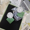 special時尚精致氣質(zhì)耳飾耳釘耳墜耳環(huán)女綠色設(shè)計潮女 米白，橄欖綠個性夸張 耳環(huán) 曬單實拍圖