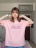 回力純棉短袖t恤女夏季2025年新款寬松舒適甜美風(fēng)多巴胺穿搭半袖上衣 粉-粉色結Q XL 【不掉色】 曬單實(shí)拍圖