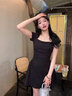 GARNUO黑色連衣裙女夏季法式高級感小個(gè)子赫本風(fēng)裙子收腰顯瘦小黑裙短裙 黑色【短袖短款】 XS 【80-100斤】 曬單實(shí)拍圖