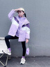 迪士尼品牌女童庫洛米羽絨服沖鋒衣秋冬新款三合一可拆卸外套拼色兩件套 紫色加棉沖鋒衣+紫色羽絨內(nèi)膽+包 140(建議130-140cm，7-9歲) 曬單實(shí)拍圖