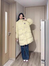 舒芳蝶（shufangdie）棉服女冬季2024年新款韓系中長款奶黃牛角扣棉衣棉襖厚外套小個子 奶黃 M 曬單實拍圖