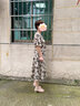 雅鹿碎花連衣裙女夏季2024新款氣質(zhì)媽媽裝中長款V領(lǐng)收腰中老年長裙子 9162卡其色 L【推薦105以下】 曬單實拍圖