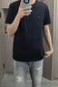 Tommy Hilfiger25秋冬新款男裝柔順絲光棉休閑純色修身高級感短袖上衣T恤 藏青色DW5 L (推薦：150-165斤) 曬單實(shí)拍圖