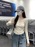 LDBEV領(lǐng)長(zhǎng)袖t恤女2025新款春季內(nèi)搭打底衫設(shè)計(jì)感甜辣風(fēng)短款打底上衣潮 杏色 M 曬單實(shí)拍圖