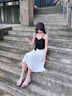 HERAGAIA緞面半身裙女2025夏季新款傘裙高腰氣質(zhì)大氣中長裙顯瘦絲滑真裙子 白色 L 曬單實拍圖