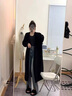 羅蒙（ROMON）慵懶風(fēng)高質(zhì)感黑色毛衣外套女秋冬季2025新款長(zhǎng)款寬松針織開(kāi)衫 黑色 L -105-115斤 曬單實(shí)拍圖