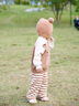 幼歌（YOUGE）【阿克蘇棉】幼歌嬰兒卡通小熊防風(fēng)保暖毛衣復古松緊闊腿褲毛線(xiàn)褲 卡其耳朵熊上衣 90 cm 曬單實(shí)拍圖