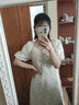 伊芙麗（eifini）伊芙麗法式優(yōu)雅網(wǎng)紗繡收腰仙女碎花連衣裙2023夏裝泡泡袖公主裙 淺綠 155/80A/S 曬單實拍圖