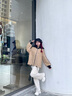 艾萊依短款羽絨服女士新款冬季時尚拼接針織翻領(lǐng)軟糯外套運動短裝 松果棕 S 155【建議80-110斤】 曬單實拍圖
