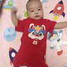 莫代爾新生嬰兒滿月寶寶服裝紅色連體衣百天寶寶衣服百日百歲宴春秋套裝 【春秋長袖】我滿月啦 59cm 8-12斤 曬單實拍圖