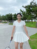 悅步網(wǎng)球服運動(dòng)套裝女修身春秋Polo衫羽毛球訓練健身衣速干跑步短褲裙 白色上衣 M 曬單實(shí)拍圖