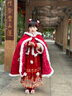 G.DUCKKIDS冬季小女孩漢服唐裝馬面裙女童2025新款秋冬兒童拜年服冬款過(guò)年服 【紅色】上衣+裙子+披風(fēng)+毛領(lǐng) 130 cm 曬單實(shí)拍圖