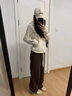 柯蘭娜加絨闊腿褲女秋冬女褲直筒褲雪尼爾羊羔絨加厚保暖棉褲休閑褲 咖色長(zhǎng)褲- 加絨 羊羔絨 L 曬單實(shí)拍圖