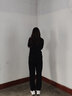 BRELRMON抓絨衣褲男女搖粒絨打底衫上衣純色寬松衛衣套裝加厚運動(dòng)褲保暖褲 802黑色-女 XL 曬單實(shí)拍圖