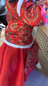Baldauren女童漢服裙子秋冬加絨加厚新年拜年服兒童公主裙3-14歲女孩套裝裙 紅扇子帶+飾品 加絨 120 體重33-40斤 曬單實(shí)拍圖
