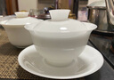 三件套蓋碗高檔羊脂玉冰種玉瓷白瓷茶杯大號泡茶碗 G冰種蓋碗（195ml) 曬單實(shí)拍圖