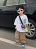 G.DUCKKIDS小黃鴨童裝男童夏季套裝2025新款中小兒童衣服男孩短袖T恤兩件套 恐龍 80 7-11月(建議寶寶75-85cm)cm 曬單實(shí)拍圖