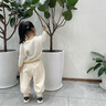 幼歌（YOUGE）兒童絲絨感搖粒絨保暖褲加絨燈芯絨保暖松緊舒適束腳褲 杏色(66-90兩用襠) 90 cm 曬單實(shí)拍圖