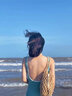 安與·洛施琪泳衣女純色小眾三角連體保守顯瘦遮肚小胸露背學(xué)生少女泡溫泉 綠色 M  (  建議80-95斤 ) 曬單實(shí)拍圖
