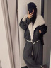 以純（YISHion）黑色皮毛一體羊羔毛毛外套女冬季新款加厚皮衣翻領(lǐng)環(huán)保皮草派克服 黑色 S 曬單實(shí)拍圖