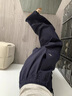 LDBE藏青色工裝休閑褲女秋冬加絨加厚小個子寬松顯瘦拖地闊腿褲運動褲 藏青色【秋冬加絨】 L 曬單實拍圖