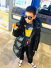 高梵黑金兒童鵝絨服3.0男童加厚中長款羽絨服女童官方冬季學(xué)生外套暖 黑色亮面（現(xiàn)貨） 170 曬單實拍圖