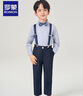 羅蒙男童禮服春季小西裝套裝花童英倫風(fēng)小主持人背帶褲鋼琴表演服 長(cháng)袖襯衫+長(cháng)褲+背帶 【贈領(lǐng)結】 120 曬單實(shí)拍圖