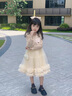 迪士尼（Disney）女童裙子春秋款長(cháng)袖秋季連衣裙2025新款兒童秋裝公主裙小女孩洋氣 香檳色 送模特同款發(fā)飾 100 cm 曬單實(shí)拍圖