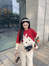 純邇新年戰(zhàn)袍蛇年春裝新款本命年紅色針織衛(wèi)衣女韓版圓領(lǐng)印花寬松加厚 紅色 M 曬單實(shí)拍圖