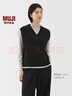 無(wú)印良品（MUJI）女式 針織 V領(lǐng) 背心 馬甲 針織衫 25年春季  BA1Q2A5S 黑色 M （160/84A） 曬單實(shí)拍圖