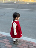 幼歌（YOUGE）嬰幼兒新款復(fù)古兩色小兔子毛邊貼布繡加絨無袖背心裙潮 紅小兔 90 cm 曬單實(shí)拍圖