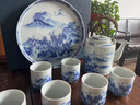 漢帝唐韻（HDTYUN）景德鎮青花瓷茶具套裝家用帶過(guò)濾陶瓷大容量功夫茶壺整套茶具 高白泥【千里江山-提梁壺】 1件 曬單實(shí)拍圖
